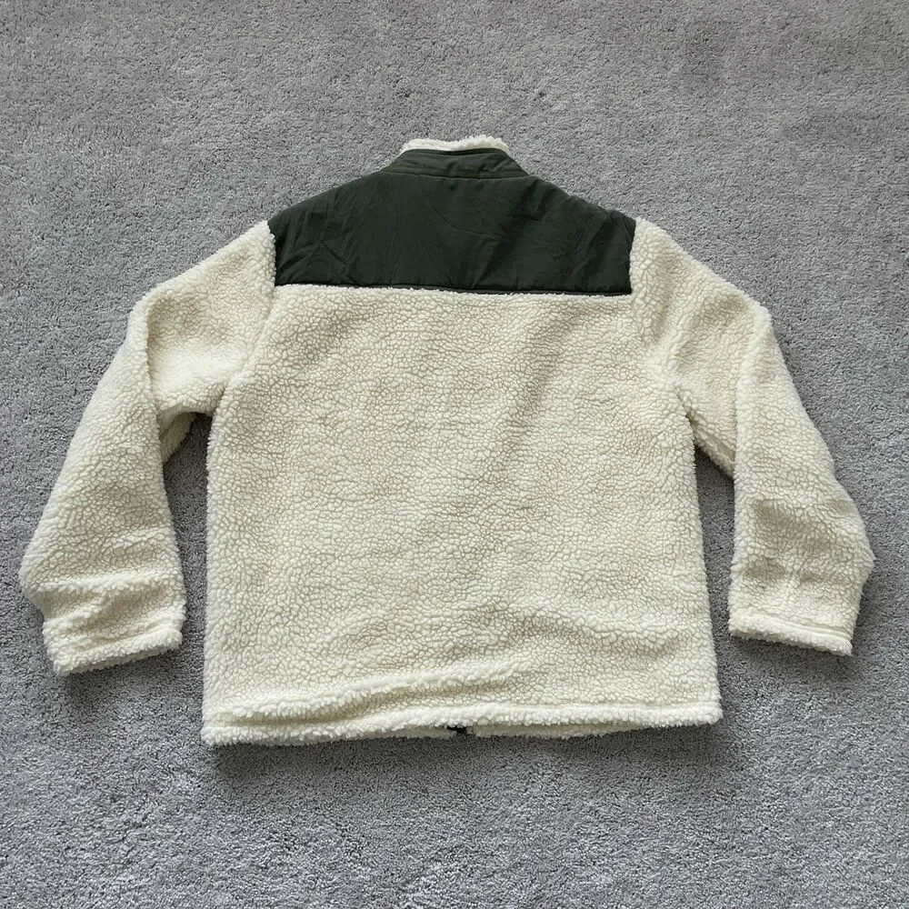 Faherty Renegade Sherpa Full Zip Jacket Mens XL Green Cream MKB2010 $198 SRP